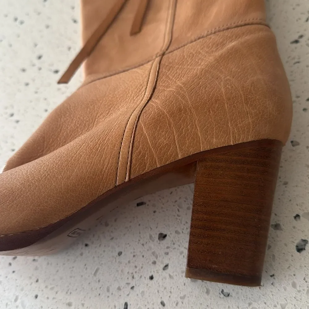 Coach Selena Tan Leather Knee-High Heeled Boots Western Boho Women’s Size 11 EUC
